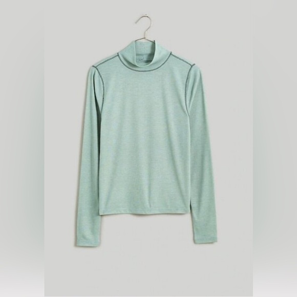 NEW! Madewell Women’s Light Green Mock Long Sleeve Sheer Tee, Size XXS - Picture 2 of 7